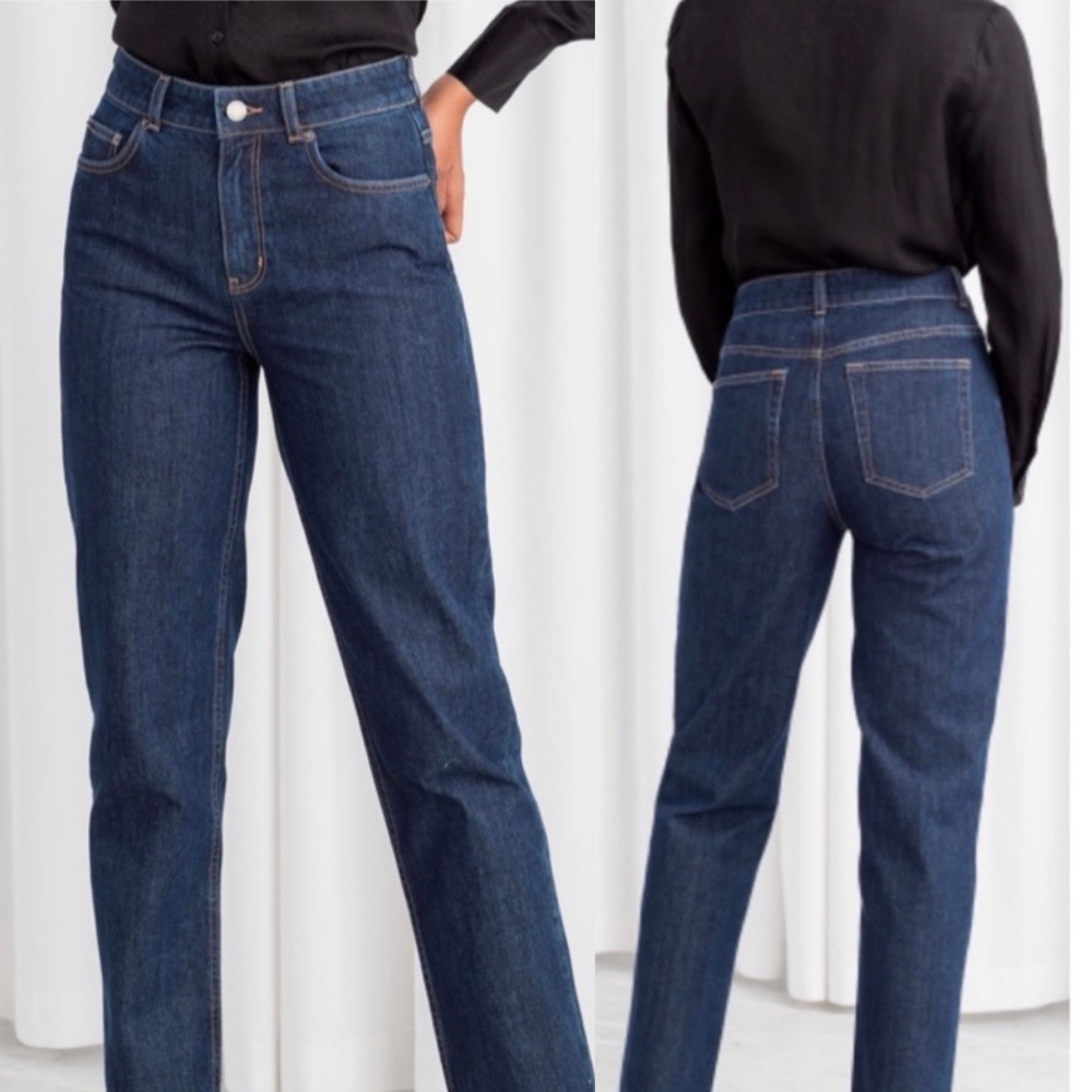 & Other Stories High-Rise Straight Jeans Dark Blue